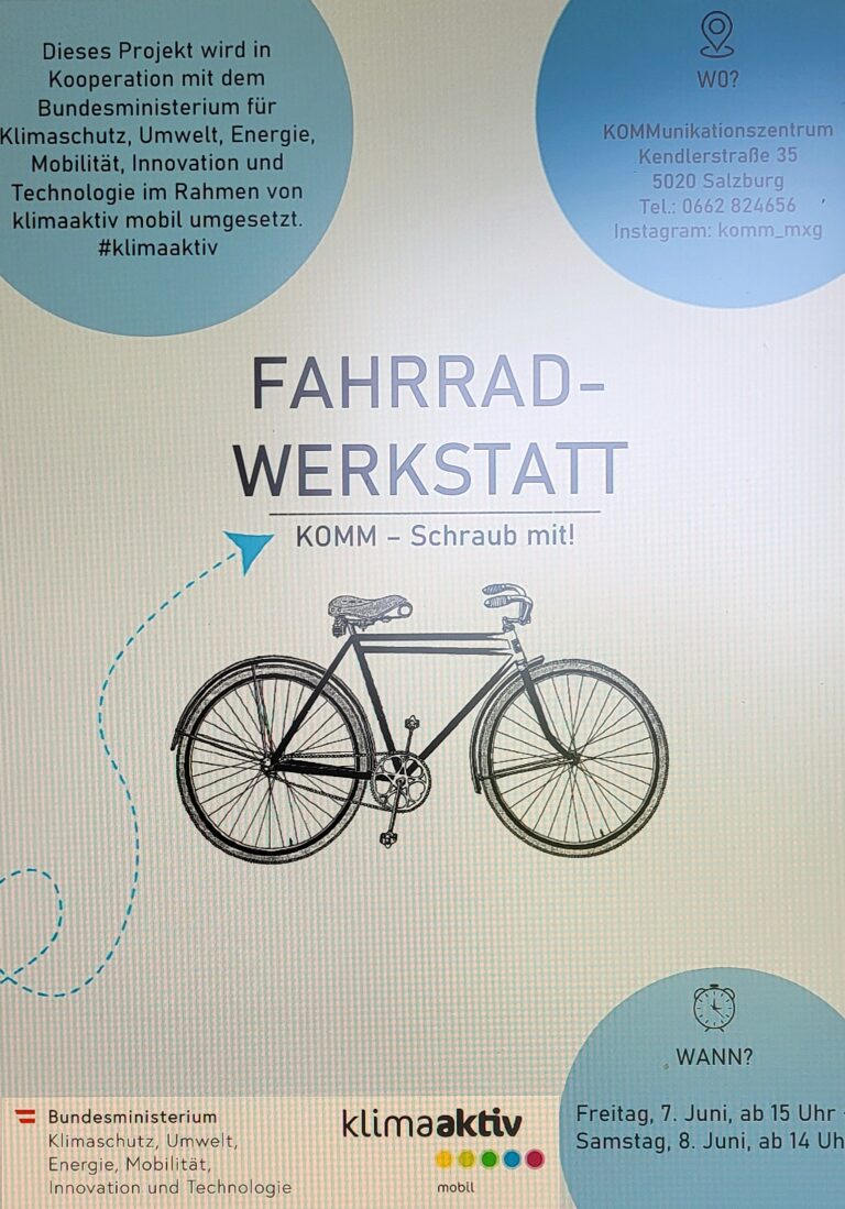 Read more about the article Ein­la­dung zum Fahr­rad-Work­shop im KOMM